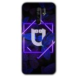 MRCİLETİSİM (mrc11118) Dark Neon Yaprak Ü Harfi Kılıf Baskılı Kapak Tam Kaplayan Mat Seramik Xiaomi Redmi 9 ile uyumlu