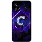 MRCİLETİSİM (mrc112283) Dark Neon Yaprak C Harfi Kılıf HD Desen Baskılı Arka Kapak Vivo Y21s ile uyumlu