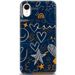 MRCİLETİSİM (mrc11445) Tam Ekran Koruyucu Kılıf HD Baskılı Kılıf Notalar ve Kalpler iPhone XR ile uyumlu