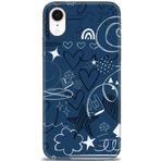 MRCİLETİSİM (mrc11446) Tam Ekran Koruyucu Kılıf HD Baskılı Kılıf Notalar ve Kalpler Mavi iPhone XR ile uyumlu