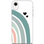 MRCİLETİSİM (mrc11454) Tam Ekran Koruyucu Kılıf HD Baskılı Kılıf Gökkuşağı ve Kalpler iPhone XR ile uyumlu