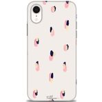 MRCİLETİSİM (mrc11455) Tam Ekran Koruyucu Kılıf HD Baskılı Kılıf Pembe Lacivert iPhone XR ile uyumlu