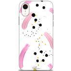 MRCİLETİSİM (mrc11457) Tam Ekran Koruyucu Kılıf HD Baskılı Kılıf Pembe ve Benekler iPhone XR ile uyumlu