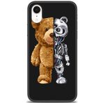 MRCİLETİSİM (mrc11459) Tam Ekran Koruyucu Kılıf HD Baskılı Kılıf Ayı ve İskeleti iPhone XR ile uyumlu