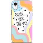 MRCİLETİSİM (mrc11462) Tam Ekran Koruyucu Kılıf HD Baskılı Kılıf Chase Your Dreams iPhone XR ile uyumlu