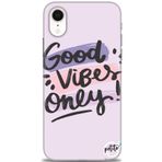 MRCİLETİSİM (mrc11481) Tam Ekran Koruyucu Kılıf HD Baskılı Kılıf Good Vibes iPhone XR ile uyumlu