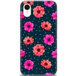 MRCİLETİSİM (mrc11501) Tam Ekran Koruyucu Kılıf HD Baskılı Kılıf Puantiye ve Çiçekler iPhone XR ile uyumlu