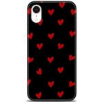 MRCİLETİSİM (mrc11503) Tam Ekran Koruyucu Kılıf HD Baskılı Kılıf Kırmızı Kalpler iPhone XR ile uyumlu