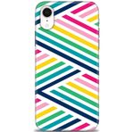 MRCİLETİSİM (mrc11519) Tam Ekran Koruyucu Kılıf HD Baskılı Kılıf Renkli Çubuklar iPhone XR ile uyumlu
