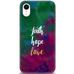 MRCİLETİSİM (mrc11536) Tam Ekran Koruyucu Kılıf HD Baskılı Kılıf Faith Hope Love iPhone XR ile uyumlu