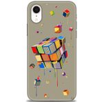 MRCİLETİSİM (mrc11563) Tam Ekran Koruyucu Kılıf HD Baskılı Kılıf Zeka Küpü iPhone XR ile uyumlu