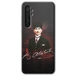 MRCİLETİSİM (mrc115647) Kemal Atatürk Kılıf HD Desen Baskılı Arka Kapak+Temperli Cam Xiaomi Mi Note 10 Lite ile uyumlu