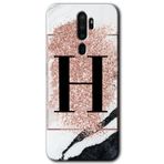 MRCİLETİSİM mrc115816 Pembe Mermer Desenli H Harfi Kılıf Baskılı Kapak Tam Ekran Koruyucu Oppo A9 2020 ile uyumlu