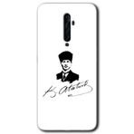 MRCİLETİSİM mrc117047 Kemal Atatürk İmza Kılıf Baskılı Kapak Tam Ekran Koruyucu Oppo Reno 2z ile uyumlu