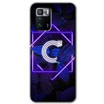 MRCİLETİSİM mrc119818 Dark Neon Yaprak C Harfi Kılıf Baskılı Kapak Tam Ekran Koruyucu Poco x3 GT ile uyumlu