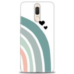 MRCİLETİSİM (mrc12126) Tam Ekran Koruyucu Kılıf HD Baskılı Kılıf Gökkuşağı ve Kalpler Huawei Mate 10 Lite ile uyumlu