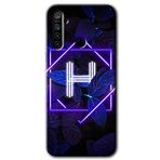 MRCİLETİSİM mrc121475 Dark Neon Yaprak H Harfi Kılıf Baskılı Kapak Tam Ekran Koruyucu Realme 5i ile uyumlu