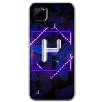 MRCİLETİSİM mrc124225 Dark Neon Yaprak H Harfi Kılıf Baskılı Kapak Tam Ekran Koruyucu Realme C21 ile uyumlu