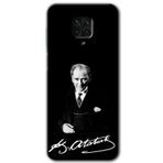 MRCİLETİSİM mrc130768 Atatürk İmza Kılıf Baskılı Kapak Tam Ekran Koruyucu Xiaomi Redmi Note 9 Pro ile uyumlu
