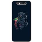 MRCİLETİSİM mrc13187 Astronot Kıyafeti Kılıf Baskılı Kapak 5D Tam Kaplayan Cam Samsung Galaxy A80 ile uyumlu