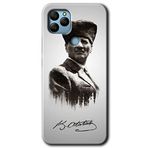 MRCİLETİSİM mrc135407 Mustafa Kemal Atatürk Kılıf HD Desen Baskılı Arka Kapak + Temperli Cam General Mobile GM 21 ile uyumlu