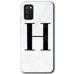 MRCİLETİSİM mrc139987 Beyaz Mermer Desenli H Harfi Kılıf HD Desen Baskılı Arka Kapak Samsung Galaxy A02s ile uyumlu