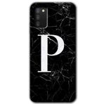 MRCİLETİSİM mrc140040 Siyah Mermer Desenli P Harfi Kılıf HD Desen Baskılı Arka Kapak Samsung Galaxy A02s ile uyumlu