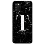 MRCİLETİSİM mrc140044 Siyah Mermer Desenli T Harfi Kılıf HD Desen Baskılı Arka Kapak Samsung Galaxy A02s ile uyumlu