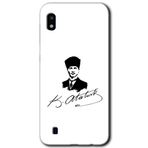 MRCİLETİSİM mrc141187 Kemal Atatürk İmza Kılıf HD Desen Baskılı Arka Kapak + Temperli Cam Samsung Galaxy A10 ile uyumlu