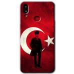MRCİLETİSİM mrc142257 Atatürk Bayrak Kılıf HD Desen Baskılı Arka Kapak + Temperli Cam Samsung Galaxy A10s ile uyumlu