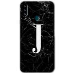 MRCİLETİSİM mrc148832 Siyah Mermer Desenli J Harfi Kılıf HD Desen Baskılı Arka Kapak + Temperli Cam Samsung Galaxy A20s ile uyumlu