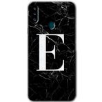 MRCİLETİSİM mrc149375 Siyah Mermer Desenli E Harfi Kılıf HD Desen Baskılı Arka Kapak Samsung Galaxy A20s ile uyumlu