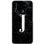MRCİLETİSİM mrc149382 Siyah Mermer Desenli J Harfi Kılıf HD Desen Baskılı Arka Kapak Samsung Galaxy A20s ile uyumlu