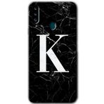 MRCİLETİSİM mrc149383 Siyah Mermer Desenli K Harfi Kılıf HD Desen Baskılı Arka Kapak Samsung Galaxy A20s ile uyumlu
