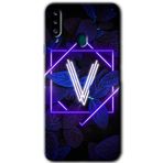MRCİLETİSİM mrc149494 Dark Neon Yaprak V Harfi Kılıf HD Desen Baskılı Arka Kapak Samsung Galaxy A20s ile uyumlu