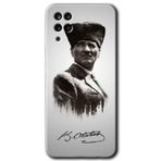 MRCİLETİSİM mrc15304 Mustafa Kemal Atatürk Kılıf Baskılı Kapak 5D Tam Kaplayan Cam Samsung Galaxy M12 ile uyumlu