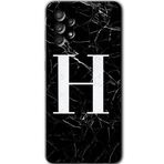 MRCİLETİSİM mrc155979 Siyah Mermer Desenli H Harfi Kılıf HD Desen Baskılı Arka Kapak + Temperli Cam Samsung Galaxy A32 4G Kılıf HD Desen Baskı Arka Kapak + Temperli Cam ile uyumlu