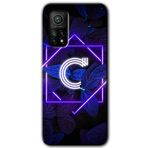 MRCİLETİSİM (mrc16583) Dark Neon Yaprak C Harfi Kılıf Baskılı Kapak Tam Kaplayan Mat Seramik Xiaomi Mi 10T ile uyumlu