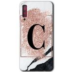MRCİLETİSİM mrc166900 Pembe Mermer Desenli C Harfi Kılıf HD Desen Baskılı Arka Kapak Samsung Galaxy A7 2018 ile uyumlu