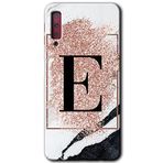 MRCİLETİSİM mrc166903 Pembe Mermer Desenli E Harfi Kılıf HD Desen Baskılı Arka Kapak Samsung Galaxy A7 2018 ile uyumlu