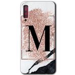 MRCİLETİSİM mrc166913 Pembe Mermer Desenli M Harfi Kılıf HD Desen Baskılı Arka Kapak Samsung Galaxy A7 2018 ile uyumlu