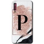 MRCİLETİSİM mrc166917 Pembe Mermer Desenli P Harfi Kılıf HD Desen Baskılı Arka Kapak Samsung Galaxy A7 2018 ile uyumlu