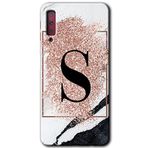 MRCİLETİSİM mrc166919 Pembe Mermer Desenli S Harfi Kılıf HD Desen Baskılı Arka Kapak Samsung Galaxy A7 2018 ile uyumlu