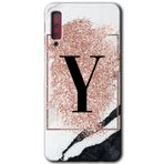 MRCİLETİSİM mrc166926 Pembe Mermer Desenli Y Harfi Kılıf HD Desen Baskılı Arka Kapak Samsung Galaxy A7 2018 ile uyumlu