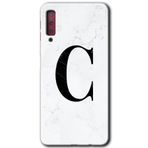 MRCİLETİSİM mrc166930 Beyaz Mermer Desenli C Harfi Kılıf HD Desen Baskılı Arka Kapak Samsung Galaxy A7 2018 ile uyumlu