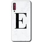 MRCİLETİSİM mrc166934 Beyaz Mermer Desenli E Harfi Kılıf HD Desen Baskılı Arka Kapak Samsung Galaxy A7 2018 ile uyumlu