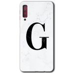 MRCİLETİSİM mrc166936 Beyaz Mermer Desenli G Harfi Kılıf HD Desen Baskılı Arka Kapak Samsung Galaxy A7 2018 ile uyumlu