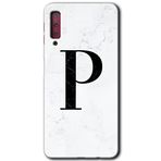 MRCİLETİSİM mrc166948 Beyaz Mermer Desenli P Harfi Kılıf HD Desen Baskılı Arka Kapak Samsung Galaxy A7 2018 ile uyumlu