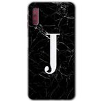 MRCİLETİSİM mrc166982 Siyah Mermer Desenli J Harfi Kılıf HD Desen Baskılı Arka Kapak Samsung Galaxy A7 2018 ile uyumlu