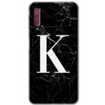 MRCİLETİSİM mrc166983 Siyah Mermer Desenli K Harfi Kılıf HD Desen Baskılı Arka Kapak Samsung Galaxy A7 2018 ile uyumlu